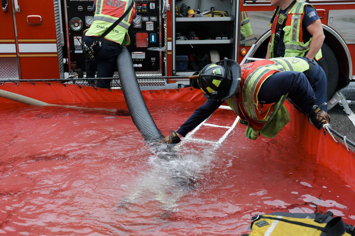 Recently, Engine 112 was out at Citadel Mall conducting pump operator training. When a Charleston firefighter begins preparing for promotion to Assistant Engineer, their company training often includes various pump operation scenarios. One of the exercises practiced here is draft