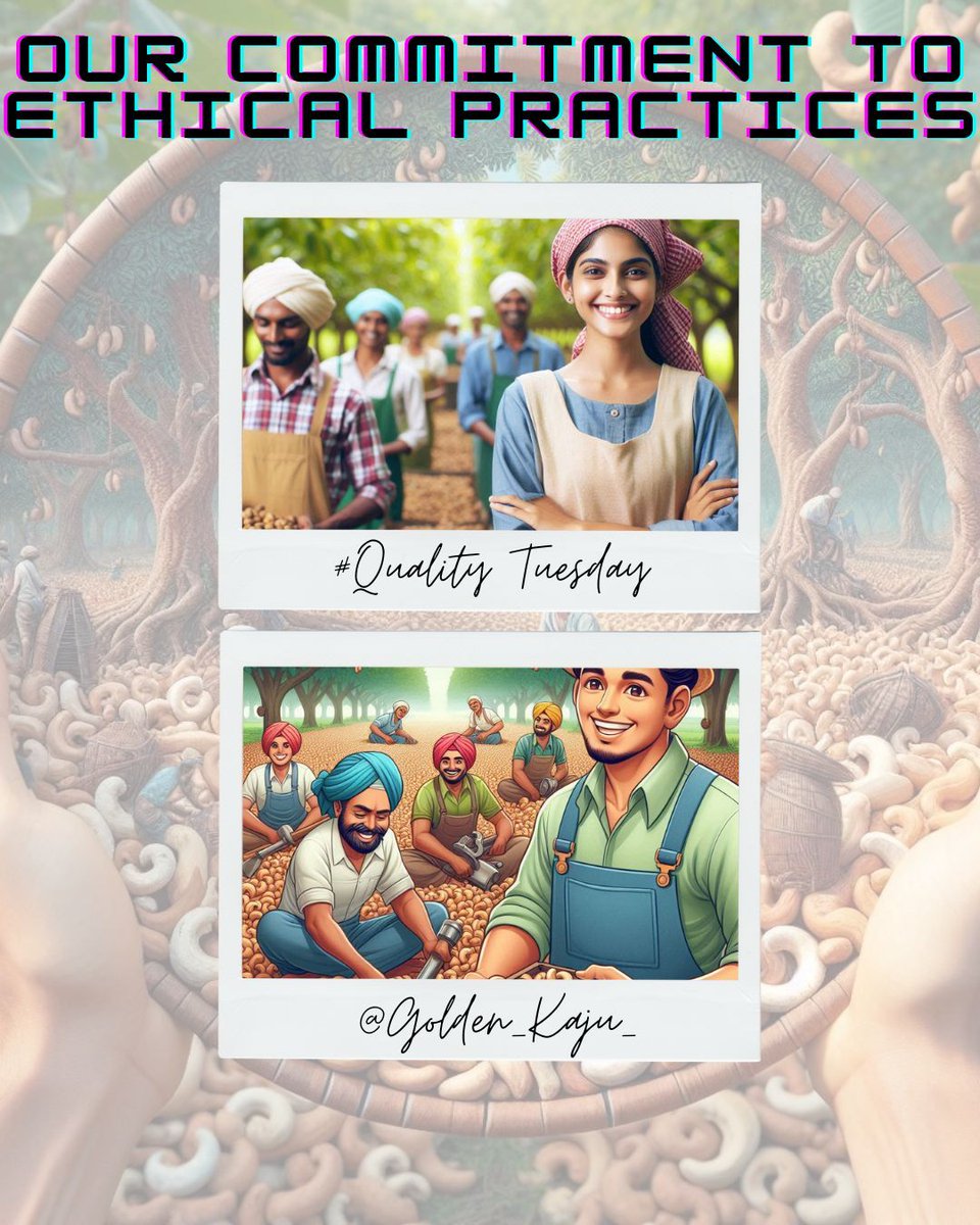GoldenKaju's tweet photo. Quality Tuesday! 🤝 Golden Kaju is committed to ethical practices. We ensure fair wages and safe working conditions for all our partners. #EthicalPractices #FairTrade #ResponsibleBusiness #EthicalBusiness #SocialResponsibility #goldenkaju #golden_kaju_ #CorporateSocialResponsible https://t.co/6ptPDSzTSQ