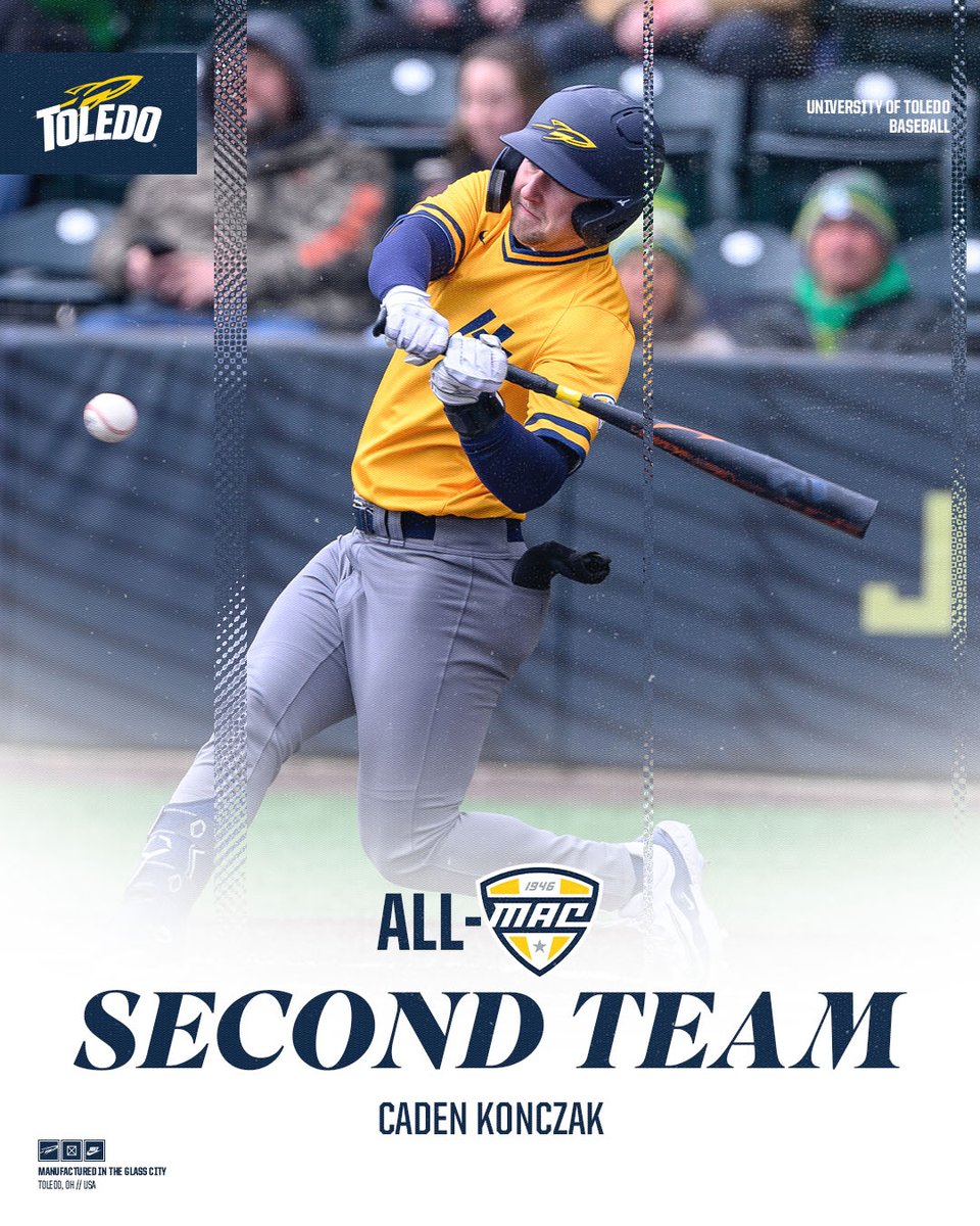 𝐒𝐄𝐂𝐎𝐍𝐃 𝐓𝐄𝐀𝐌 𝐀𝐋𝐋-𝐌𝐀𝐂 🏅

The senior captain earns his first-ever All-MAC honor! 🫡

#TeamToledo | <a href="/CadenKonczak/">Caden Konczak</a>