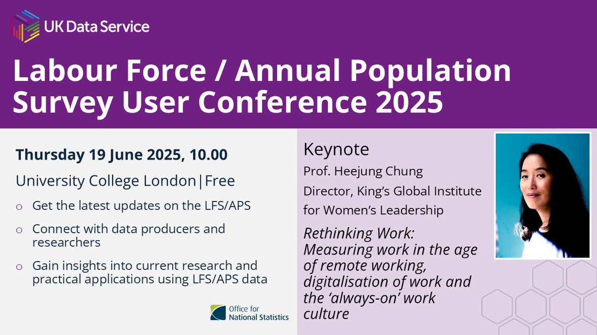 UKDataService (@ukdataservice) on Twitter photo Do you work with the UK Labour Force Survey or Annual Population Survey?
Join us on 19 June <a href="/ucl/">UCL</a> for the Labour Force / Annual Population Survey User Conference 2025!
The event is free to attend and you can register at the following link: ukdataservice.ac.uk/events/labour-… <a href="/ONS/">Office for National Statistics (ONS)</a> Do you work with the UK Labour Force Survey or Annual Population Survey?
Join us on 19 June <a href="/ucl/">UCL</a> for the Labour Force / Annual Population Survey User Conference 2025!
The event is free to attend and you can register at the following link: ukdataservice.ac.uk/events/labour-… <a href="/ONS/">Office for National Statistics (ONS)</a>