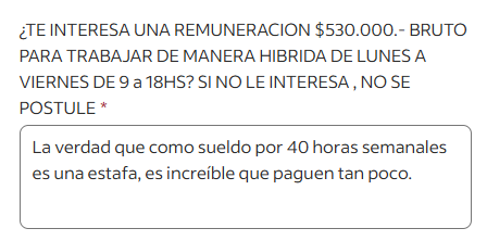 Visto en <a href="/Indeed/">Indeed</a> Argentina, la consultora es People Employ. Parece un mal chiste pero no. Encima que esté todo en mayúsculas lo hace un poco más ridículo aún