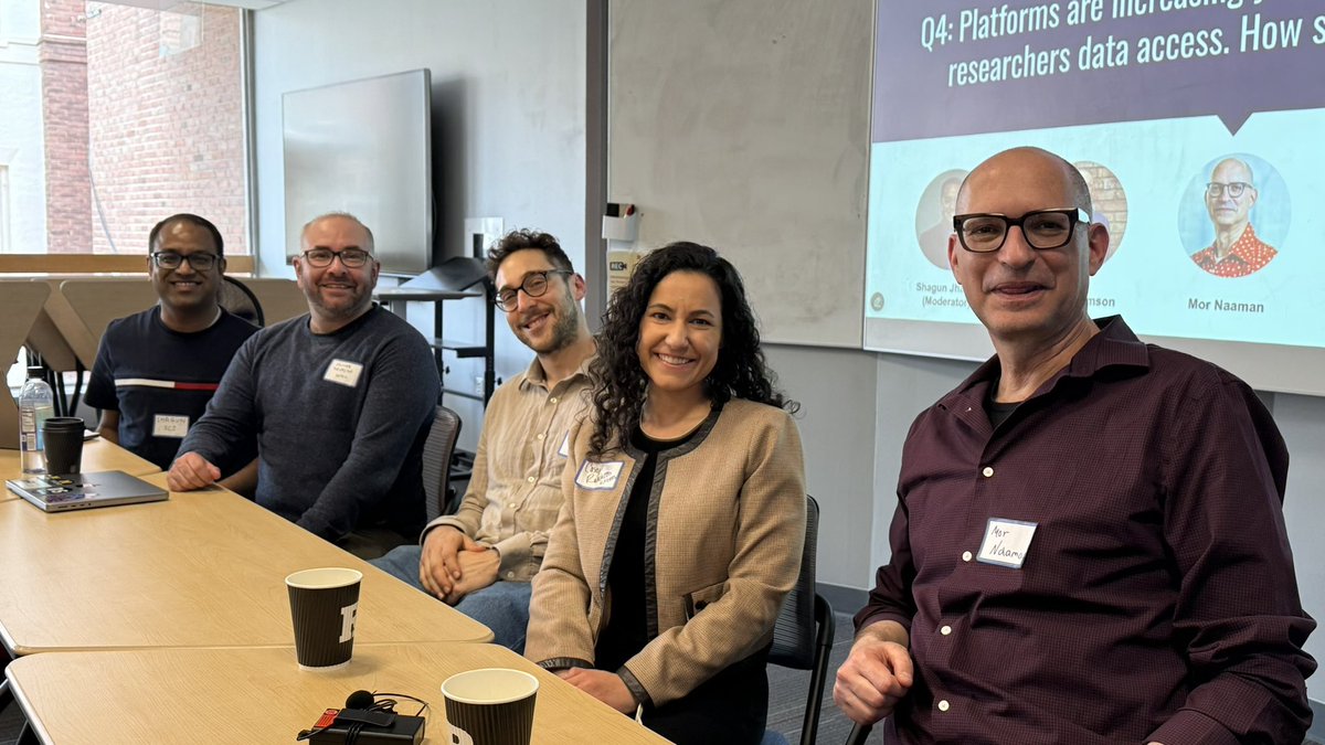 Throwback to our panel at <a href="/RutgersCommInfo/">Rutgers School of Communication and Information</a> on content moderation in the age of AI. Key takeaway: Researchers must get “scrappy &amp; scrape-y” as platforms increasingly restrict data access <a href="/shagunjhaver/">Shagun Jhaver</a> <a href="/informor/">Mor Naaman (informor.bsky.social)</a> <a href="/oliverhaimson/">Oliver Haimson</a> &amp; Manoel Horta Ribeiro