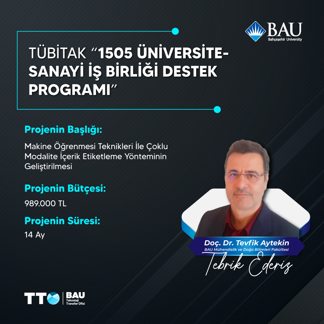 📢TÜBİTAK 1505- “Üniversite-Sanayi İş birliği Destek Programı” değerlendirme sonuçları kapsamında Doç. Dr. Tevfik Aytekin projesi Desteklenmeye Hak Kazandı!

📰Haberin Devamı;
tto.bau.edu.tr/doc-dr-tevfik-…

Değerli akademisyenimizi tebrik ediyoruz 👏