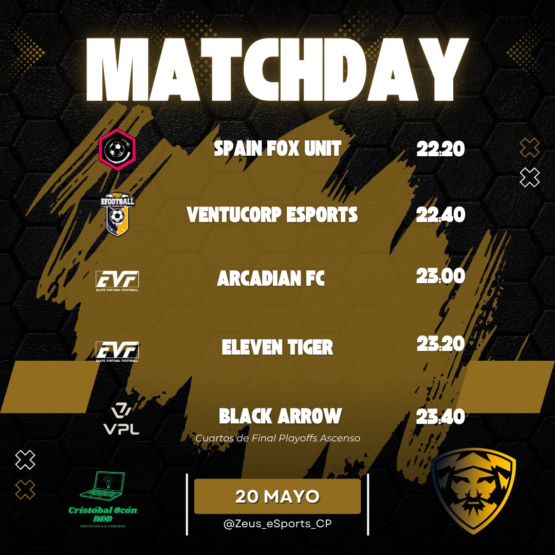 โก๏ธ Zeus eSports CPโก๏ธ (@zeus_esports_cp) on Twitter photo โก๏ธ๐ ๐ฎ๐๐ฐ๐ต๐ฑ๐ฎ๐ - ๐ฎ๐ฌ ๐บ๐ฎ๐๐ผ โก๏ธ
๐ <a href="/SpainFoxUnit/">SPAIN FOX UNIT</a>
๐ <a href="/VPCL_Spain/">VPCL Espaรฑa</a>
๐ <a href="/ventucorp/">VentuCorp eSports</a>
๐ <a href="/PLGeFootBall/">PLG Espaรฑa</a>
๐ <a href="/ArcadianFC/">Alperen Gรผmรผล</a>
๐ <a href="/Official_EVF/">Elite Virtual Football</a>
๐ <a href="/EleventigerCF/">Eleven Tiger eSports</a>
๐ <a href="/Official_EVF/">Elite Virtual Football</a>
๐ <a href="/Bl4cKArroW_Club/">Bl4cK ArroW</a>
๐ <a href="/VPLSpain/">VPL Spain</a> (Cuartos de Final Playoffs Ascenso)
#GoZeus โก๏ธ๐ ๐ฎ๐๐ฐ๐ต๐ฑ๐ฎ๐ - ๐ฎ๐ฌ ๐บ๐ฎ๐๐ผ โก๏ธ
๐ <a href="/SpainFoxUnit/">SPAIN FOX UNIT</a>
๐ <a href="/VPCL_Spain/">VPCL Espaรฑa</a>
๐ <a href="/ventucorp/">VentuCorp eSports</a>
๐ <a href="/PLGeFootBall/">PLG Espaรฑa</a>
๐ <a href="/ArcadianFC/">Alperen Gรผmรผล</a>
๐ <a href="/Official_EVF/">Elite Virtual Football</a>
๐ <a href="/EleventigerCF/">Eleven Tiger eSports</a>
๐ <a href="/Official_EVF/">Elite Virtual Football</a>
๐ <a href="/Bl4cKArroW_Club/">Bl4cK ArroW</a>
๐ <a href="/VPLSpain/">VPL Spain</a> (Cuartos de Final Playoffs Ascenso)
#GoZeus
