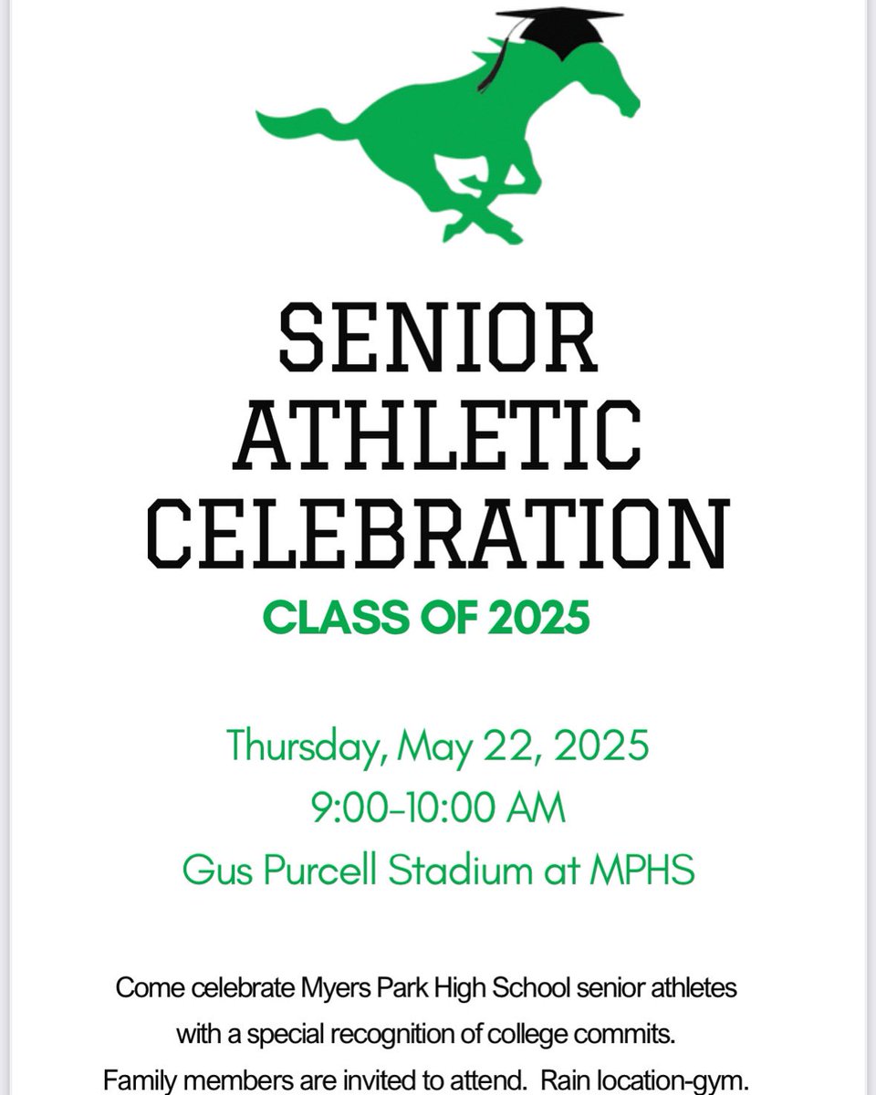 Myers Park Football (@myersparkfball) on Twitter photo Come join us to celebrate our Class of 2025 Athletes🐎 Come join us to celebrate our Class of 2025 Athletes🐎