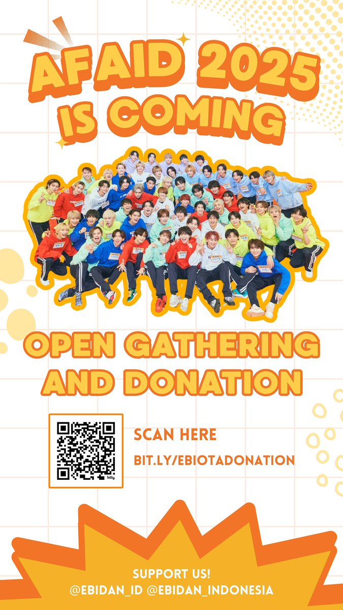 ebidanfans_id's tweet photo. EBiOTA Gathering and Donation for AFAID 2025
Fellas, EBiOTA!!

EBiDAN is back to AFAID 2025!!!!
Kami dari fans EBiDAN Indonesia bakal ada projek kecil-kecilan untuk mempromosikan EBiDAN di AFAID 2025.

(simak thread ini untuk mengetahui details nya!) https://t.co/AjGTraN1q8
