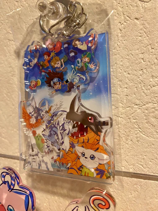 さっそく買ったアクキーを玄関のデジモンコーナーに雑追加これアクスタ2段にしようと思ってたの忘れてた、今度配置なおそうあと二重にズレるのかと思ってたら手前がでかいアクリルで固定されてた飛び出してる感じがあってこういうのもいいな 