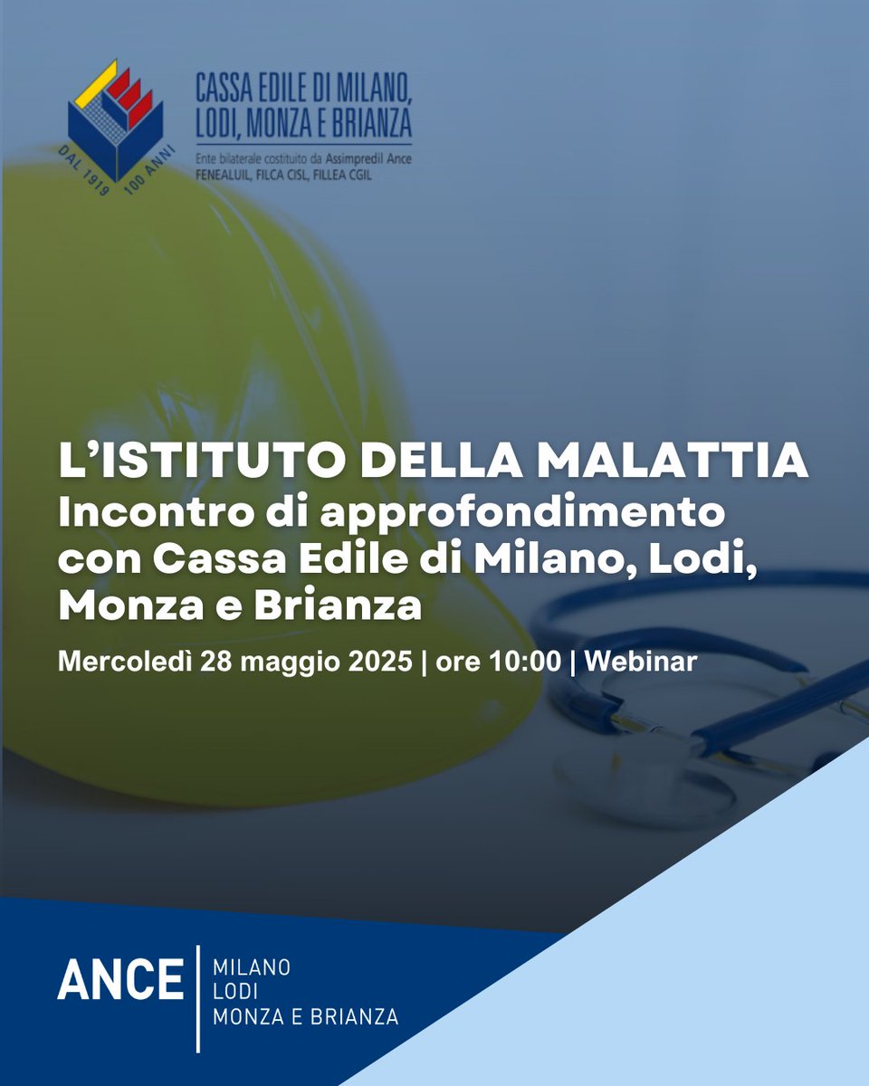 La corretta gestione dell’evento malattia per il personale operaio richiede attenzione sia sul piano contrattuale che operativo. #AssimpredilAnce e la Cassa Edile di Milano, Lodi, Monza e Brianza promuovono un incontro di approfondimento. 

➡️ portale.assimpredilance.it/eventi/l-istit…