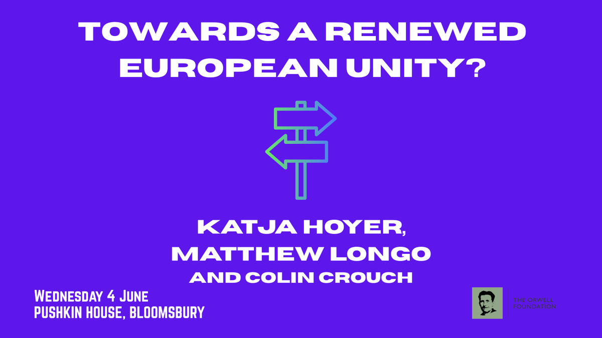 The Orwell Prize (@theorwellprize) on Twitter photo In 1947, Orwell argued that only a "United States of Europe" could survive a nuclear age. Now, Europe is at another crossroads.
Join <a href="/hoyer_kat/">Katja Hoyer</a>, <a href="/matthewblongo/">Matthew Longo</a> & Colin Crouch at <a href="/Pushkin_House/">Pushkin House</a> as we explore where Europe's been, and where it might go next: pushkinhouse.org/whats-on/event… In 1947, Orwell argued that only a "United States of Europe" could survive a nuclear age. Now, Europe is at another crossroads.
Join <a href="/hoyer_kat/">Katja Hoyer</a>, <a href="/matthewblongo/">Matthew Longo</a> & Colin Crouch at <a href="/Pushkin_House/">Pushkin House</a> as we explore where Europe's been, and where it might go next: pushkinhouse.org/whats-on/event…