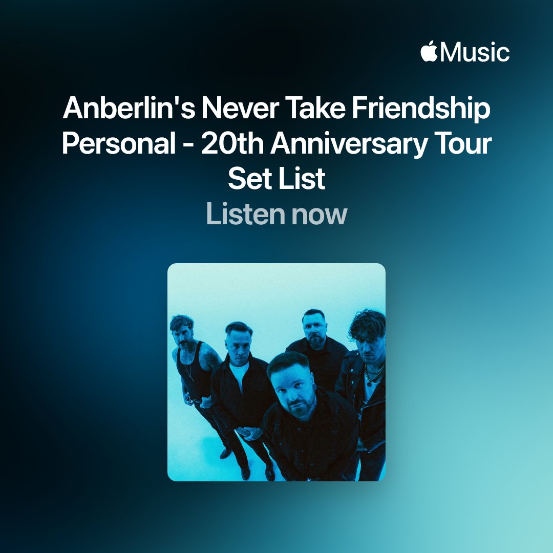 Anberlin (@anberlin) on Twitter photo Listen to the Never Take Friendship Personal 20th Anniversary Tour Set List now on <a href="/AppleMusic/">Apple Music</a>! music.lnk.to/seqFaA Listen to the Never Take Friendship Personal 20th Anniversary Tour Set List now on <a href="/AppleMusic/">Apple Music</a>! music.lnk.to/seqFaA