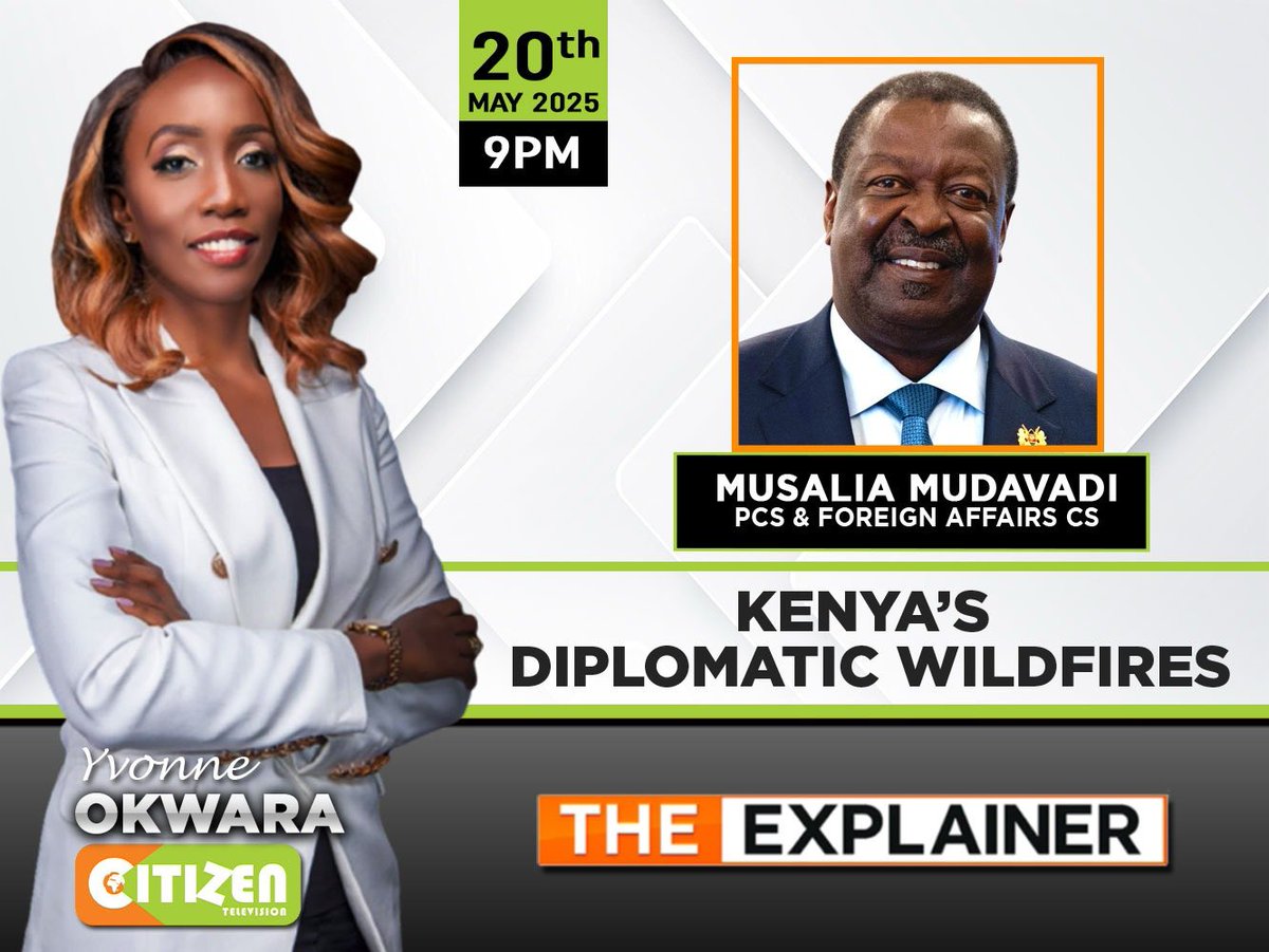 Linus Kaikai (@linuskaikai) on Twitter photo Tonight on <a href="/citizentvkenya/">Citizen TV Kenya</a> at 9pm with <a href="/YvonneOkwara/">Yvonne Okwara</a> we host on Foreign Cabinet Secretary PCS Musalia Mudavadi. Send your questions on #TheCitizenExplainer Tonight on <a href="/citizentvkenya/">Citizen TV Kenya</a> at 9pm with <a href="/YvonneOkwara/">Yvonne Okwara</a> we host on Foreign Cabinet Secretary PCS Musalia Mudavadi. Send your questions on #TheCitizenExplainer