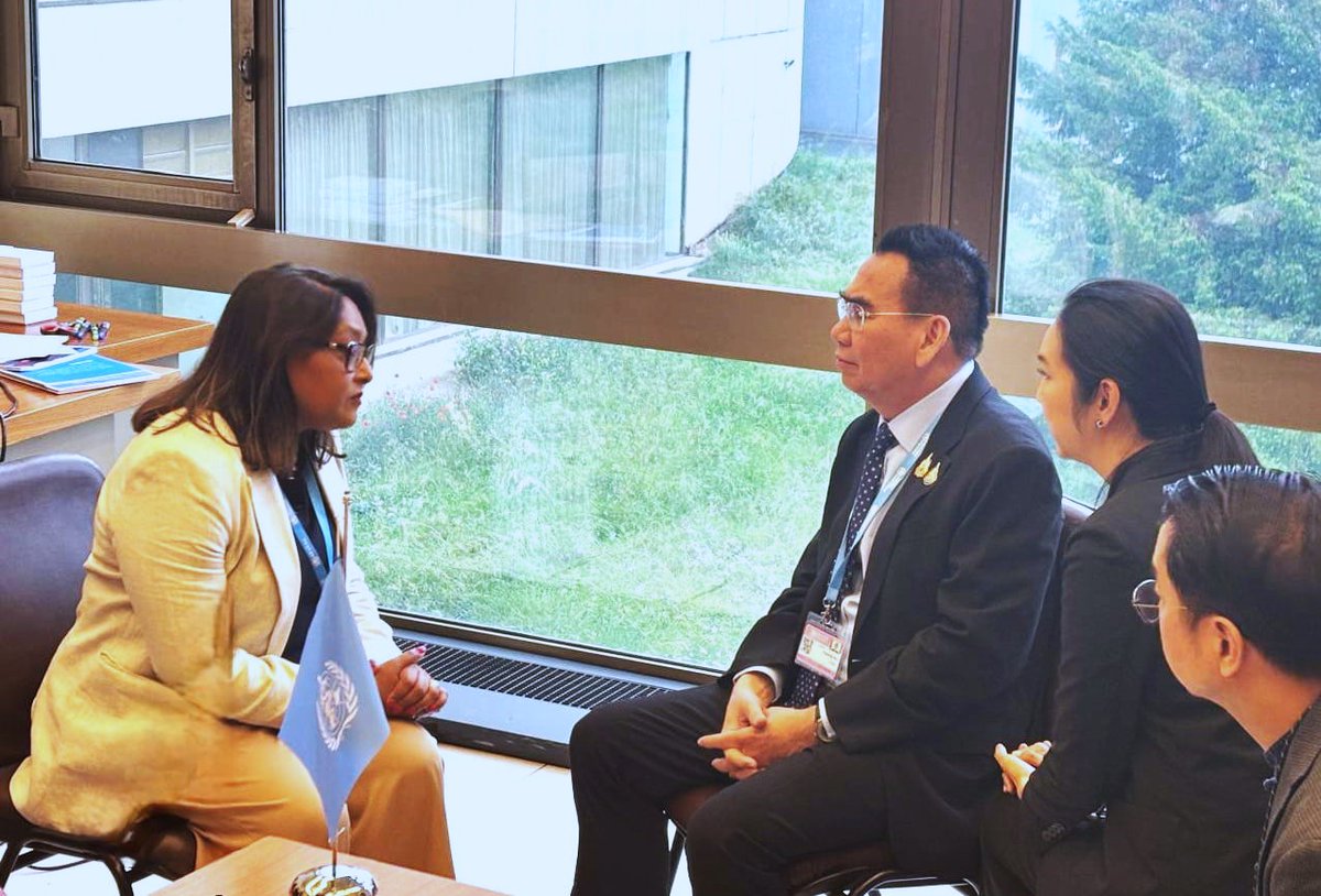World Health Organization South-East Asia (@whosearo) on Twitter photo On the sidelines of #WHA78, Regional Director <a href="/drSaimaWazed/">Saima Wazed</a> met Mr Dej-is Khaothong, Deputy Minister of Public Health, #Thailand 🇹🇭, and Ms. Usana Berananda, Ambassador and Permanent Representative of Thailand to the United Nations Office and other international organizations in On the sidelines of #WHA78, Regional Director <a href="/drSaimaWazed/">Saima Wazed</a> met Mr Dej-is Khaothong, Deputy Minister of Public Health, #Thailand 🇹🇭, and Ms. Usana Berananda, Ambassador and Permanent Representative of Thailand to the United Nations Office and other international organizations in