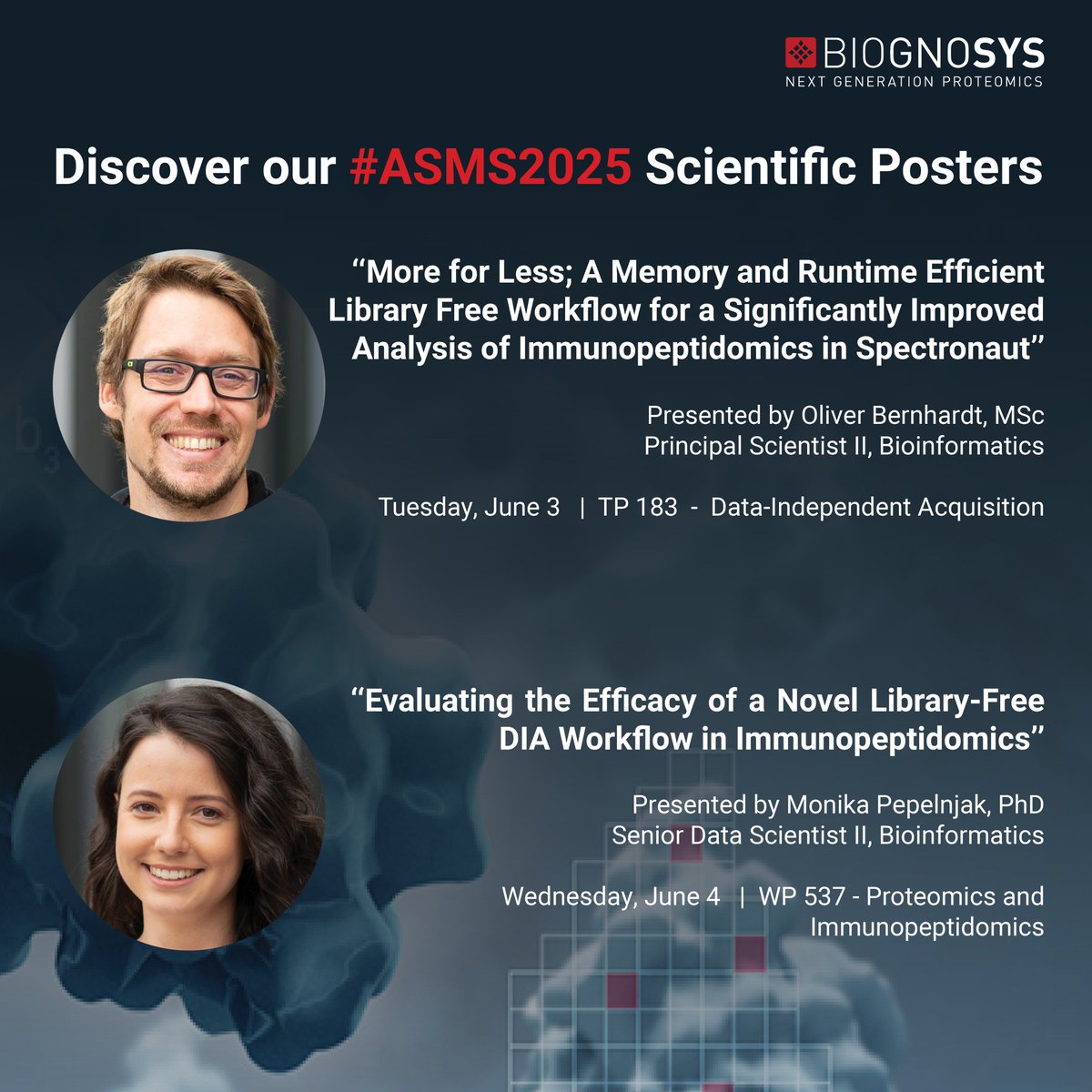 biognosys's tweet photo. 🎯 Using #Spectronaut or curious about what's new? Make sure to add our must-see posters to your #ASMS2025 planner!
Whether you're deep into #DIA or just exploring, our latest features and innovations are making waves. 🌊✨
Learn more:
https://t.co/ARn1HxfxpQ https://t.co/gVfpkhzjaS