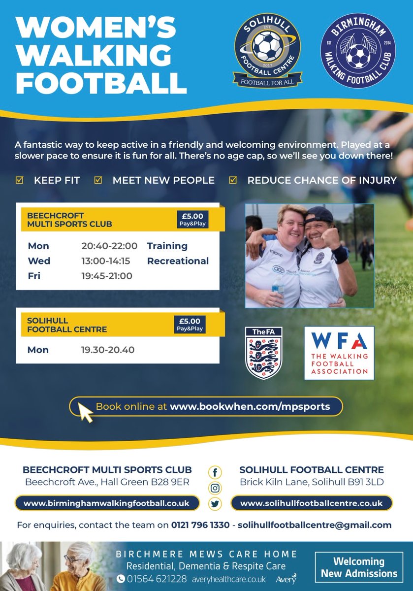 BhamWomensWFC's tweet photo. THERE'S NOTHING BETTER THAN WALKING FOOTBALL TO MAKE YOU FEEL YOUNG AGAIN! #agewithoutapologymonth #raring2gosolihull #womenswalkingfootball #over50 #over60 #agebetter #WalkingFootball #walkingfootballers #AgeBetter #womensfitness #ageukbirmingham #womenshealth https://t.co/zFwmv9XC14