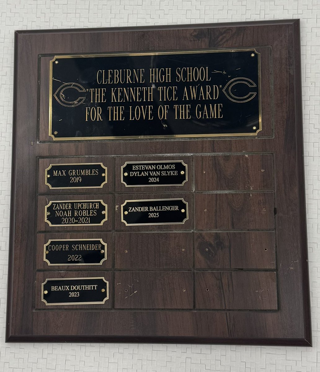 I’m proud to receive “The Kenneth Tice Award” for the love of the game. In the first week of district, I suffered a hand injury that kept me from swinging the bat. I was still able to pitch and catch though and I’m looking forward to getting treatment so I can get back to 100%.