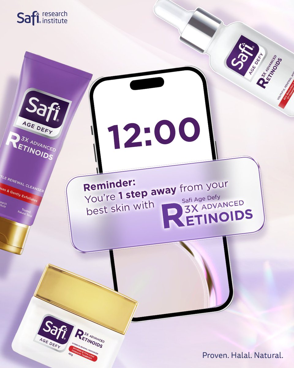 SafiIndonesia's tweet photo. Selangkah lagi menuju kulit impianmu dengan Safi Age Defy 3X Advanced Retinoids ✨

Yuk, jangan tunda dan Pakai Safi Age Defy 3X Advanced Retinoids sekarang #UntukVersiTerbaikmu!

#KamuFokusKami #SafiIndonesia #SafiResearchInstitute https://t.co/oh7pJ2x6EE