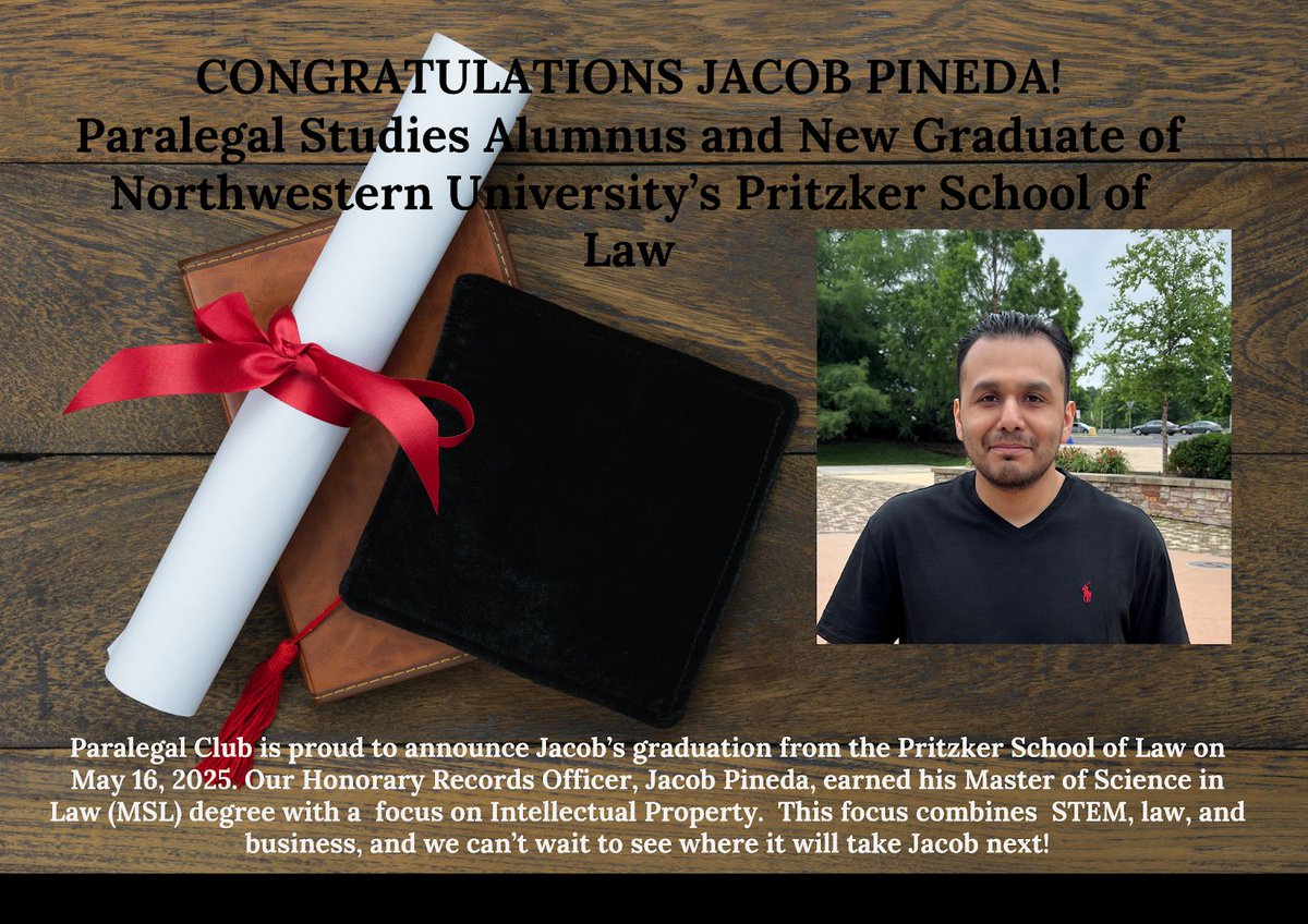 15 years ago, Jacob was a quiet student with big dreams. Now? He’s not only a COD Paralegal Studies alum, he is also a new graduate of Northwestern’s Pritzker School of Law with a Master of Science in Law in IP. 🎓🔥 #CODProud #AlumniSuccess #ParalegalPower