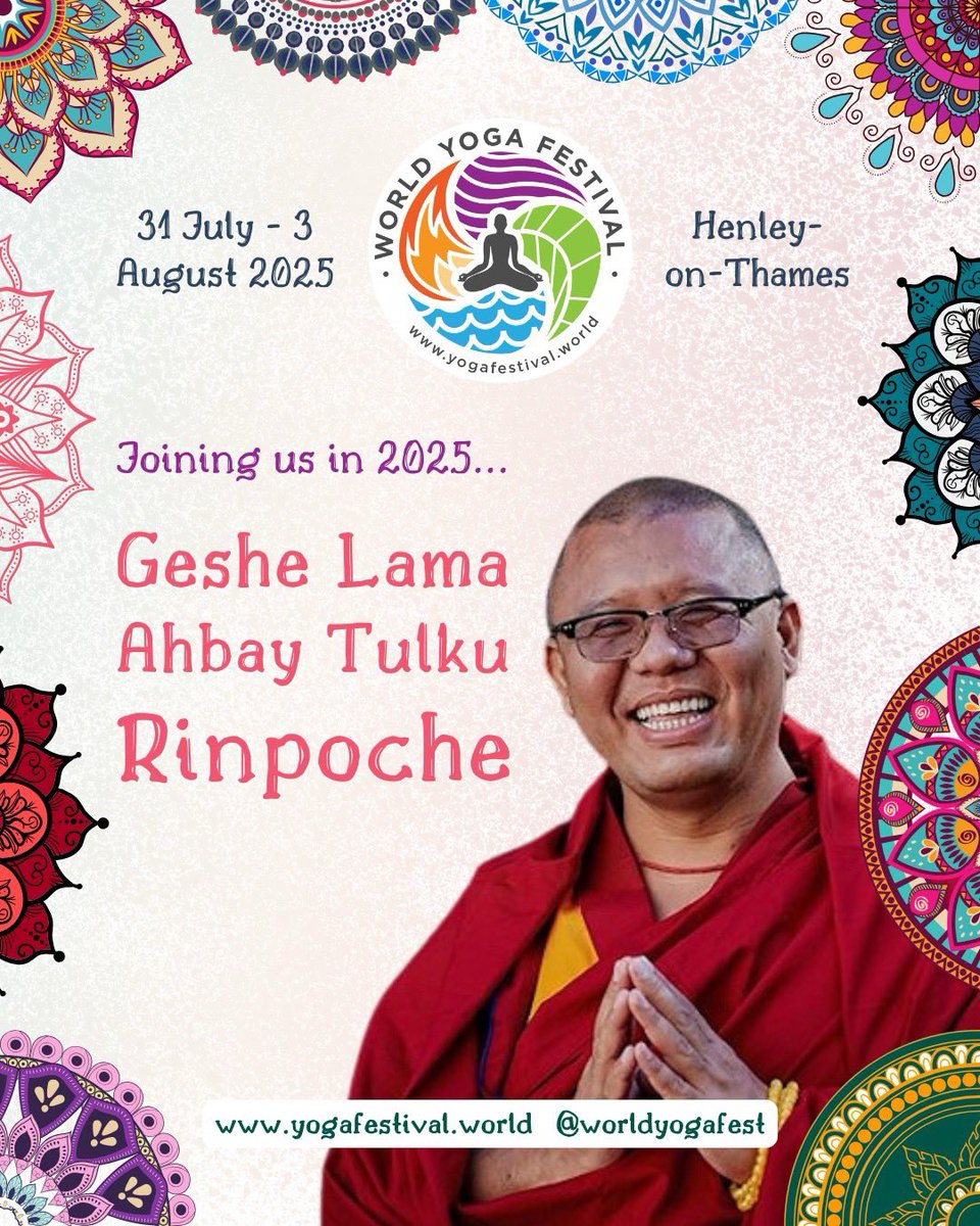 Geshe Lama Ahbay Tulku Rinpoche has just confirmed that he will be returning to World Yoga Festival this year!

Rinpoche is recognised by His Holiness The Dalai Lama as the reincarnation of hermit Lama Ahbay Lobsang Tenzin Rinpoche and head of the Yega Choling Monastery.