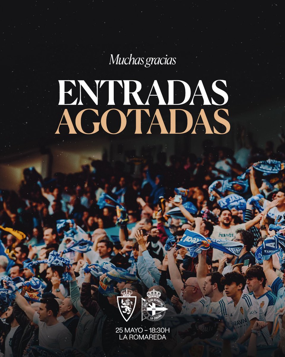 RealZaragoza's tweet photo. Muchísimas 𝑮𝑹𝑨𝑪𝑰𝑨𝑺, zaragocistas ❤️‍🔥

👥 Recuerda que, si no puedes acudir, tienes disponible la cesión de localidad

Despediremos todos juntos a nuestra querida Romareda ✨ https://t.co/JiKbzSQJ5Y