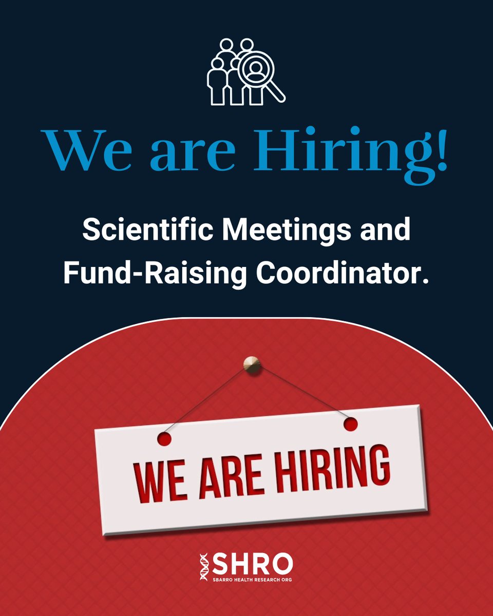 🔴WE ARE #hiring
Scientific Meetings and Fund-Raising Coordinator in #Philadelphia.
Qualifications: Master of #Science in Hospitality Management, Master Degree of Languages: English, Italian and German
Experience in organizing international conferences and fund-raising events.