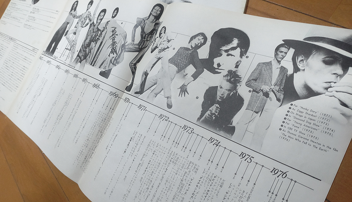 Buzz_The_Fuzz's tweet photo. #ChangesOneBowie 日本盤『魅せられし変容〜ベスト・オブ・デヴィッド・ボウイ』は、日本独自のボウイ年表付き。こういうの嬉しいスよね。フィジカルならではの嬉しさってあったと思うんですよ。もう遠い昔話ですが。 https://t.co/X56dE28beX