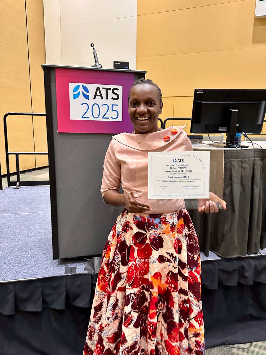 Makerere University Lung Institute (@lung_institute) on Twitter photo Congratulations to Dr. <a href="/alupo_patricia/">Patricia Alupo</a> on receiving the International Member Award at the 2025 <a href="/atscommunity/">American Thoracic Society (ATS)</a>
She was recognized for her outstanding contributions to research and clinical care in obstructive lung diseases in LMIC <a href="/brucekirenga/">Bruce Kirenga</a> <a href="/rnantanda/">Dr Rebecca Nantanda</a> Congratulations to Dr. <a href="/alupo_patricia/">Patricia Alupo</a> on receiving the International Member Award at the 2025 <a href="/atscommunity/">American Thoracic Society (ATS)</a>
She was recognized for her outstanding contributions to research and clinical care in obstructive lung diseases in LMIC <a href="/brucekirenga/">Bruce Kirenga</a> <a href="/rnantanda/">Dr Rebecca Nantanda</a>
