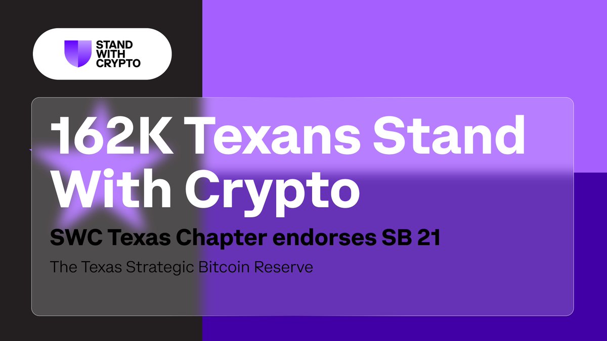 SWC STANDS BEHIND TEXAS SB21 The SWC Texas Chapter endorses SB21, the Texas  Strategic Bitcoin Reserve, and the work that @TXblockchain_ has done to  advocate for its passage. The 162K SWC advocates