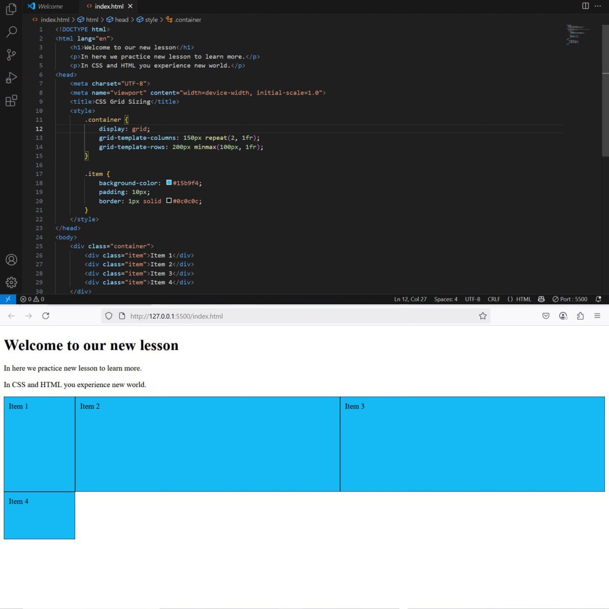 Roqiyapirzadeh's tweet image. Just explored how to use minmax() for responsive layouts.
Big thanks to Ehsan Ehrari @E_Ehrari for the clear explanations 🙌
@CodeToInspire 
@Wajiha_Niazi 
#AfghanGirlCode
#HTML
#CSS