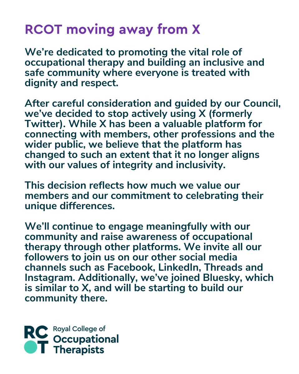 theRCOT's tweet image. We&apos;re slowly stepping away from X. We’ll be winding down our activity over the next few months and will stop completely by the end of July.

Thanks for being part of our journey here 💚

We’re still championing OT – just on other platforms.

Read our full statement.