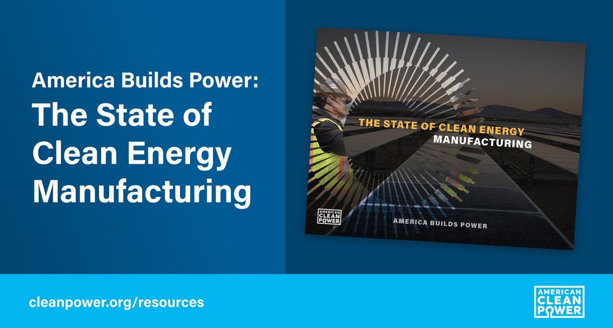 USCleanPower's tweet photo. NEW REPORT: Clean energy manufacturing is driving the next chapter of U.S. economic prosperity.
➡️American clean power manufacturing contributes $18 billion to GDP annually and supports 122,000 American jobs.
➡️By 2030, clean power manufacturing is projected to contribute $86 billion to GDP annually and support over 575,000 jobs by 2030.
➡️Investments are concentrated in rural communities, with 73% of active facilities in Red states.
Download ACP’s new report covering the benefits from U.S. clean energy manufacturing across all 50 states: https://t.co/rTuLeq8Oe0