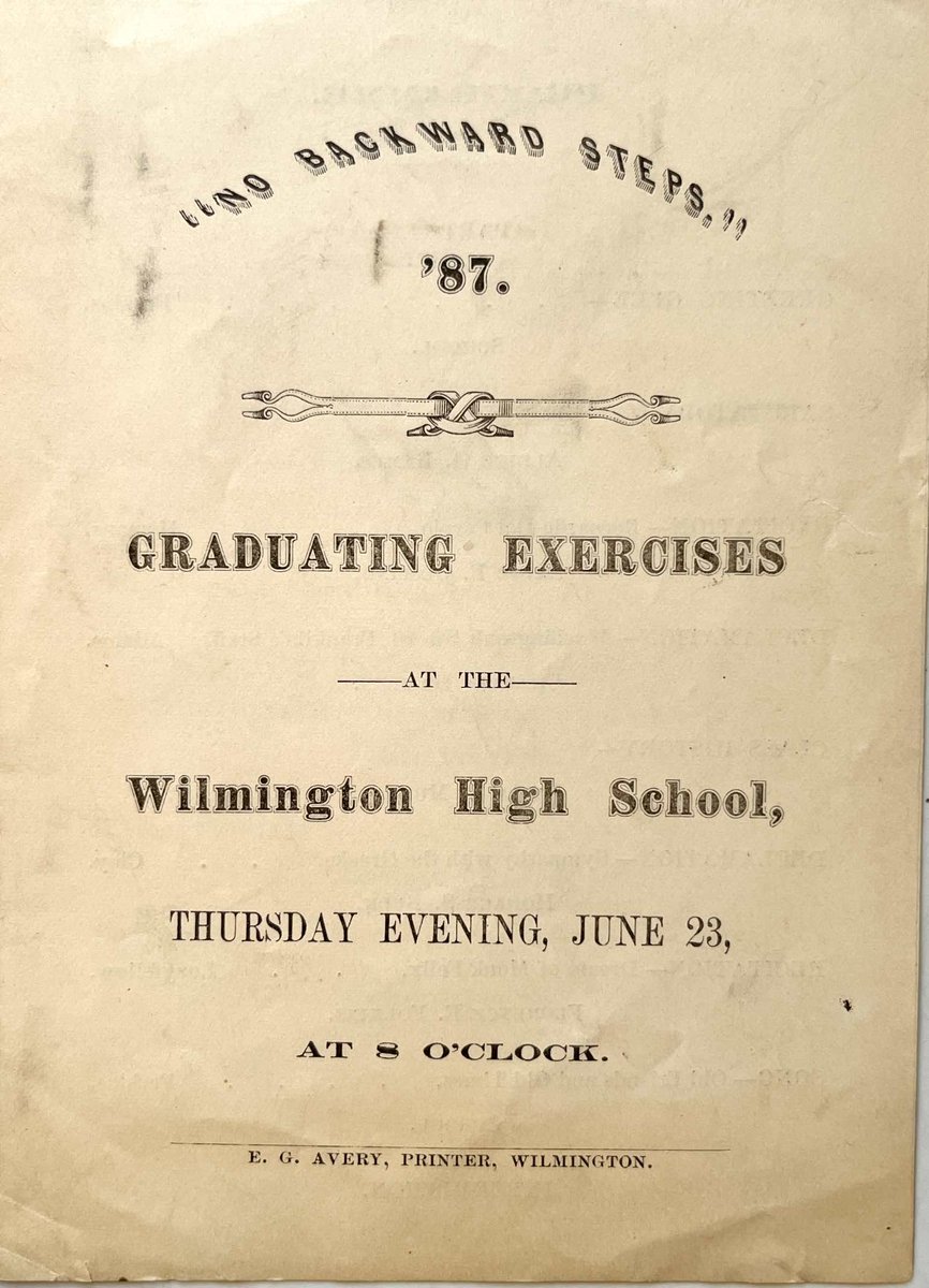 town_museum's tweet photo. Congratulations to the graduates of the WHS Class of 2025!

As we celebrate this year’s seniors, we also reflect on WHS’s earliest graduations.

Program
Wilmington, 1887
Gift of the Wilmington Memorial Library
2005.0201.009A

Photograph
Wilmington, 1874
FIC 2023.0000.072 https://t.co/0v9Aavkrhs