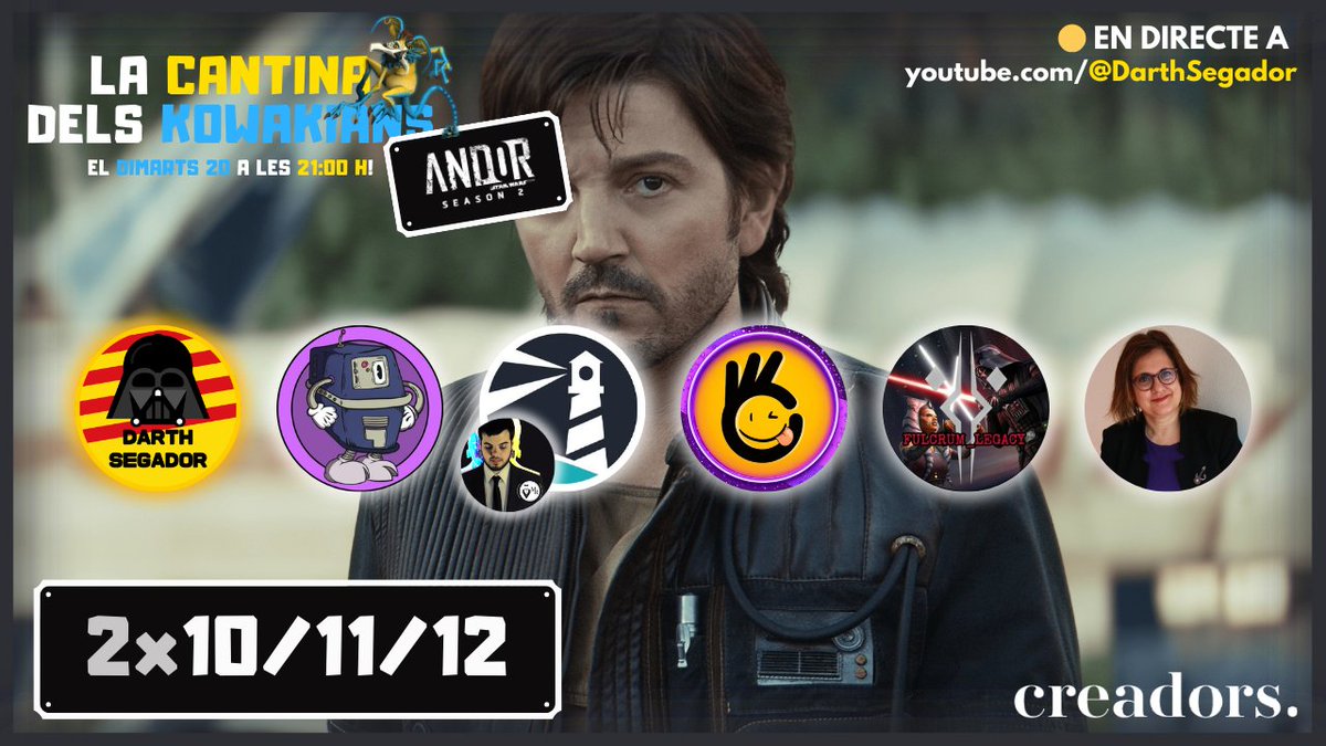 Darth Segador (@darthsegador) on Twitter photo ❤️🩹 Una sèrie que serà llargament recordada!
Avui, última cantina per a comentar els tres episodis finals d'#Andor 🔥
🕙 A les 21.00 h
🔗 youtube.com/watch?v=KGiEB9…
Amb <a href="/expedientegonk/">Expediente Gonk</a>, <a href="/MRussoley/">Àlvar</a>, <a href="/us_la_recomano/">Us_la_Recomano</a>, <a href="/fulcrum_legacy/">fulcrum legacy</a> i <a href="/mfrisach/">Montse Frisach</a> 🙌
#LaCantinaDelsKowakians ❤️🩹 Una sèrie que serà llargament recordada!
Avui, última cantina per a comentar els tres episodis finals d'#Andor 🔥
🕙 A les 21.00 h
🔗 youtube.com/watch?v=KGiEB9…
Amb <a href="/expedientegonk/">Expediente Gonk</a>, <a href="/MRussoley/">Àlvar</a>, <a href="/us_la_recomano/">Us_la_Recomano</a>, <a href="/fulcrum_legacy/">fulcrum legacy</a> i <a href="/mfrisach/">Montse Frisach</a> 🙌
#LaCantinaDelsKowakians