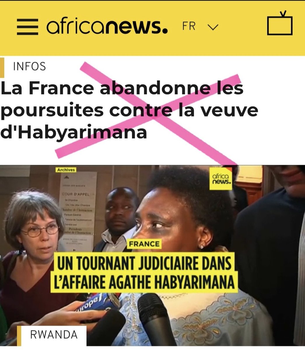 Non, ce n'est pas encore fini. Contrairement à ce qui est dit dans certains médias, la décision des juges d’instruction annoncée hier ne met pas fin à la procédure concernant Agathe #Kanziga veuve #Habyarimana.

En effet, si un non-lieu est prononcé par les juges d’instruction