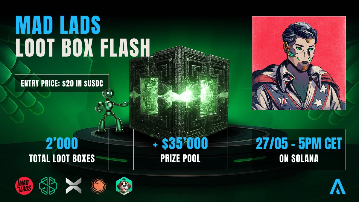 AgoraHub_io's tweet image. 🚨 THE FIRST LOOT BOX ON SOLANA IS COMING

Get ready for Loot box 2.0, more powerful, faster, and built for the ultimate Web3 experience.

In exclusive partnership with @swissborg , @XBorgHQ , @GalacticaNet  &amp;amp; @borgysol , we’re proud to drop the @MadLads  Loot box.
👇Read more