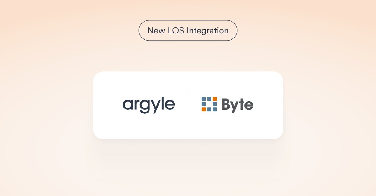 Loan processing just got faster, more innovative, and more cost-effective.

🤝Argyle’s new integration with Byte Software embeds real-time income and employment verification directly into the LOS.

Explore how Byte and Argyle are transforming VOIE: hubs.la/Q03nkLW10