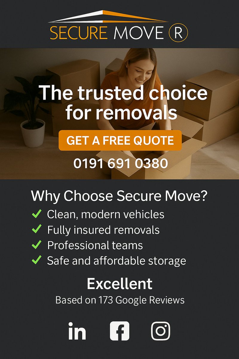 SecureMoveUK's tweet photo. 🏡 Need removals or storage you can trust?
At Secure Move, we make moving stress-free with insured, professional teams and flexible storage options.
⭐ Rated Excellent by customers.
📞 Call us on 0191 691 0380 or click below to get a quote.
👉 https://t.co/4RLtyUTuTY https://t.co/HEuuRM7SDj