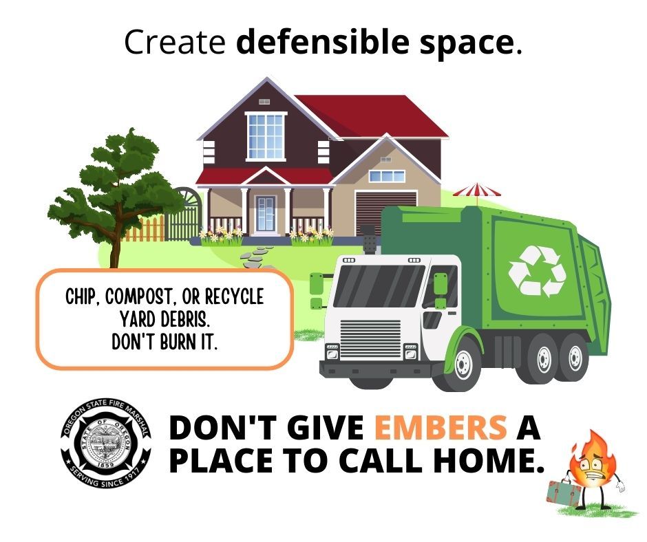 LinnCountySO's tweet photo. Wildfire Awareness Month continues, and we have another tip to help protect your home and slow or stop the spread of https://t.co/RJr6CGH8uv up yard debris? Great! Don’t burn it.
Instead: chip it, compost it, or recycle it — the fire-safe way to clear defensible space. https://t.co/YjR4rkRVkF