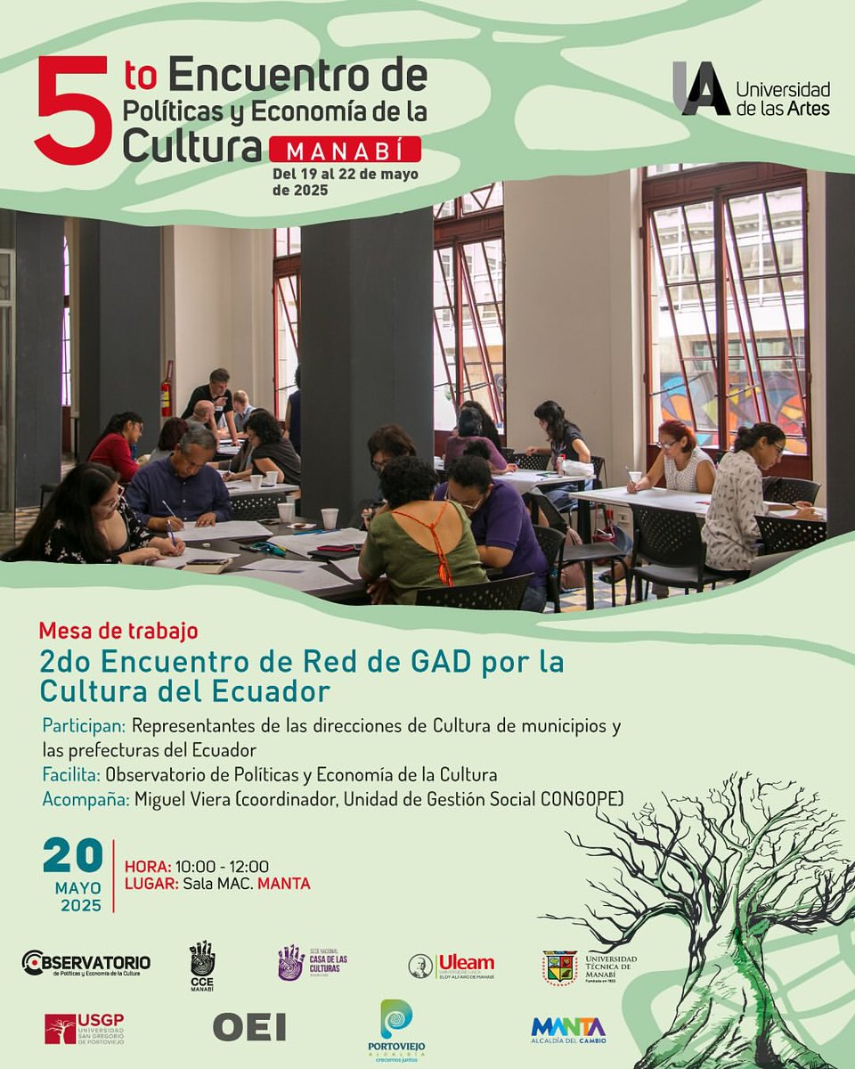 📍Continúa el 5to Encuentro de Políticas y Economía de la #Cultura. 

En su segunda jornada, representantes de las direcciones de cultura de municipios y prefecturas del país comparten experiencias y reflexionan sobre proyectos que fortalecen el sector cultural.🧑‍🎨👩‍🎨🎨