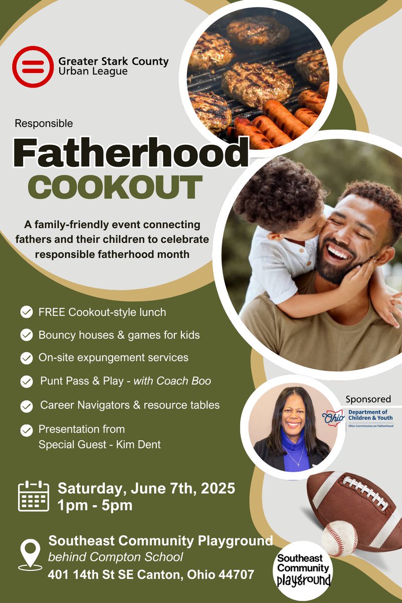 Sharing for our friends at the Greater Stark County Urban League - Join  them for a Fatherhood Cookout on Saturday, June 7th from 1 to 5 p.m. at  Southeast Community Playground, 401,, image size:800x1200