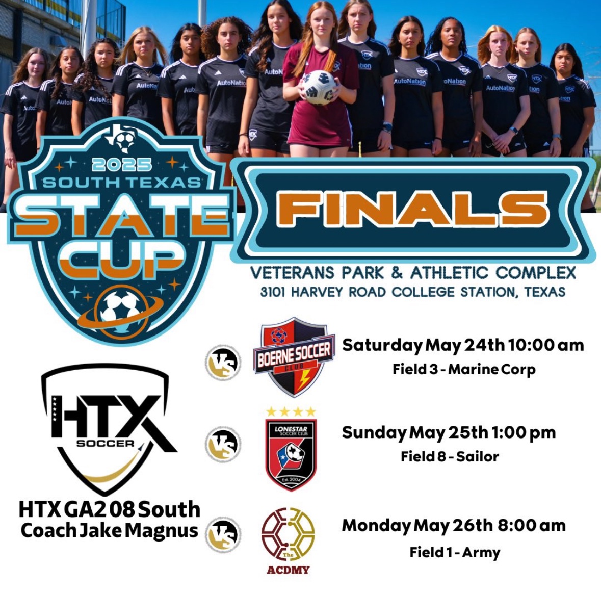 Super excited for <a href="/stxsoccer/">South Texas Youth Soccer</a> finals. Come out and watch <a href="/htxga2_08s/">HTXGA2_08S</a> battle to advance to regionals.

<a href="/HTXSoccer/">HTX Soccer</a> <a href="/ImYouthSoccer/">ECNL/GA/Recruiting/College Soccer</a> 
#classof2026 #centerback
