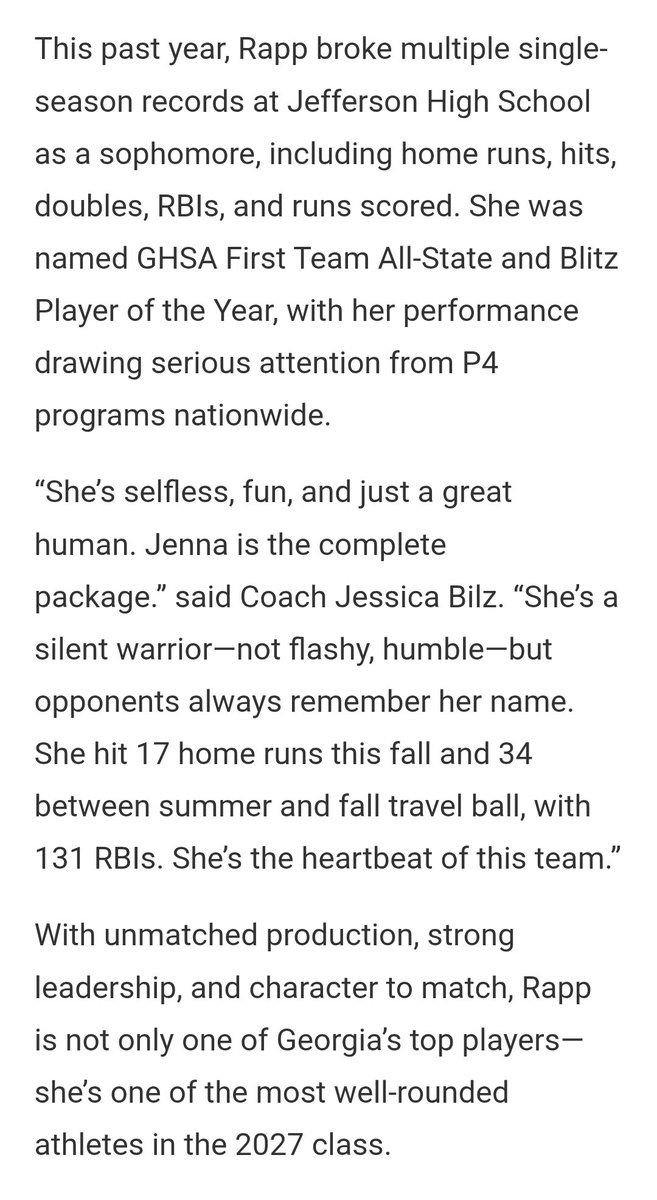 EC Bullets Schnute/Bilz 16u (@ec05bilz) on Twitter photo Okay Jenna!
We see you. Our 2027 MIF <a href="/Jenna_M_Rapp/">Jenna Rapp-2027</a> getting much earned recognition for all her hard work.
We are so proud of you and can not wait for your recruiting summer this season! 🙌
<a href="/EastCobbBullets/">EC Bullets Fastpitch</a> Okay Jenna!
We see you. Our 2027 MIF <a href="/Jenna_M_Rapp/">Jenna Rapp-2027</a> getting much earned recognition for all her hard work.
We are so proud of you and can not wait for your recruiting summer this season! 🙌
<a href="/EastCobbBullets/">EC Bullets Fastpitch</a>
