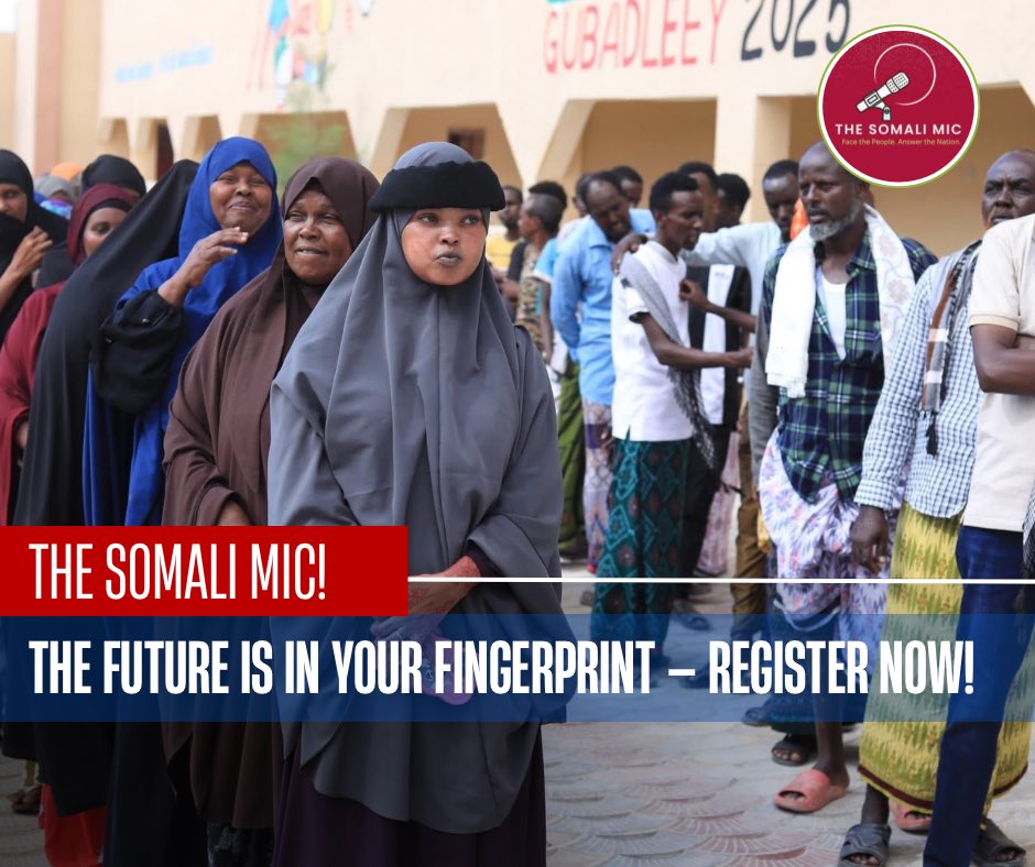 TheRoble4's tweet photo. Voter registration is now open across Somalia 🇸🇴🗳️
Thanks to the tireless work and sacrifices of @NIEBCSomalia commissioners, the ballot is back in the people’s hands.

60 years later, your voice matters more than ever.
Don’t let someone else vote for you 😉

#SomaliaVotes #1P1V https://t.co/WA4Hrd3KB5