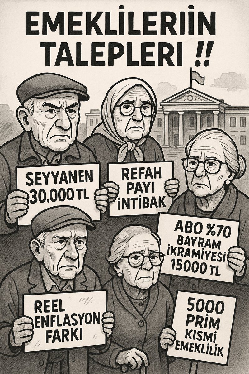 ☑️ TALEBİMİZ AÇIK VE NET ☑️
➡️ TÜM EMEKLİLERE 
👇👇👇👇
➡️ SEYYANEN 30.000 TL ⬅️
ARDINDAN İVEDİ BİR ŞEKİLDE
➡️🅰️🅱️🅾️ %70
➡️İNTİBAK
➡️5000 PRİM
➡️ KISMİ EMEKLİLİK
<a href="/eczozgurozel/">Özgür Özel</a> <a href="/_cevdetyilmaz/">Cevdet Yılmaz</a>
<a href="/isikhanvedat/">Prof. Dr. Vedat Işıkhan</a> <a href="/memetsimsek/">Mehmet Simsek</a>
<a href="/RTErdogan/">Recep Tayyip Erdoğan</a>
#EmekliHaklıVerinAraZammı
#Haklı5000KısmiyeYasa