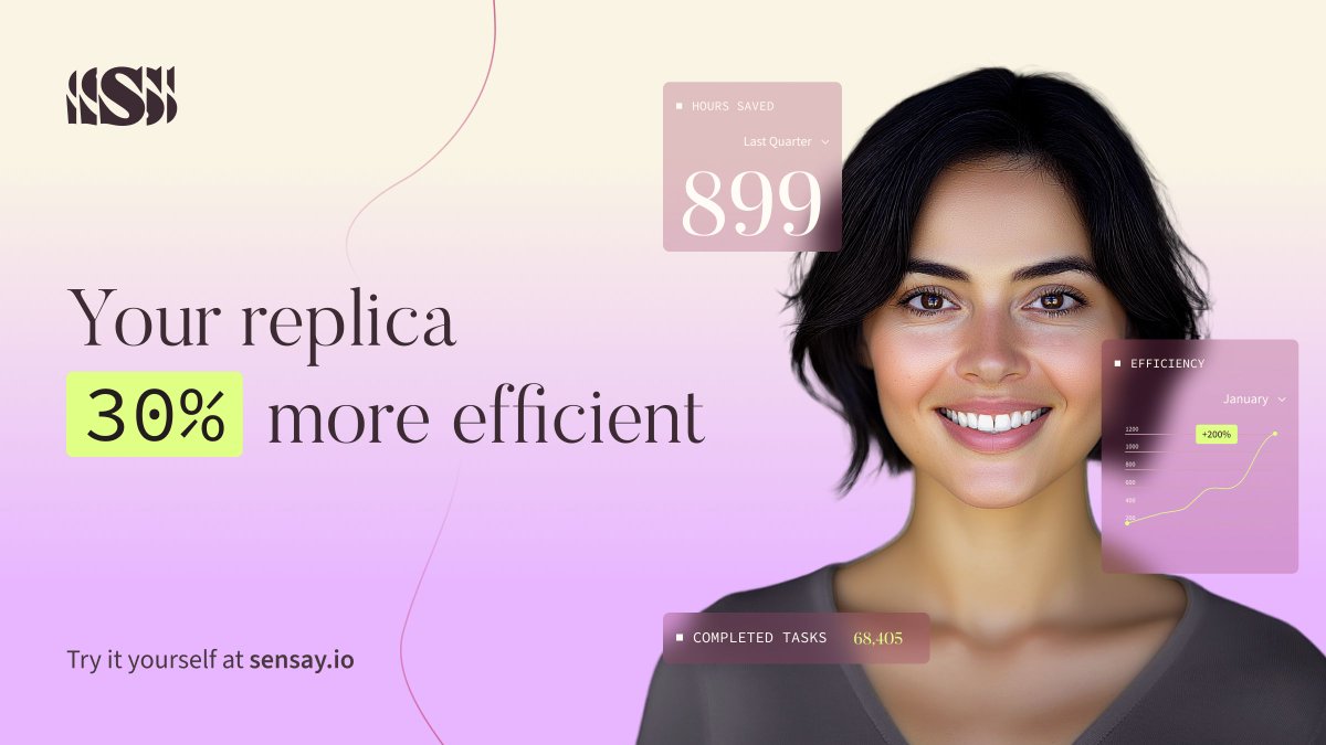 asksensay's tweet image. One replica. 30% more efficient.
A Sensay user transformed their team’s workflow with an AI-powered replica.
No more repeating answers. No more lost knowledge.

Just faster work. Smarter teams.
Imagine what your team could do.

👉 Try it yourself: sensay.io