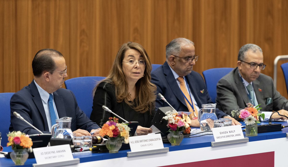 Ghada Fathi Waly (@ghadafathiwaly) on Twitter photo I joined Ambassador <a href="/JA_Zabalgoitia/">Jose A. Zabalgoitia</a> & H.E. Abdulrahman Murad Al Balushi at #CCPCJ34 to discuss preparations for the 15th <a href="/CrimeCongressUN/">UN Crime Congress</a> in the UAE in 2026.
The Congress will be a chance to shape a bold criminal justice agenda & reinforce the need for global cooperation. I joined Ambassador <a href="/JA_Zabalgoitia/">Jose A. Zabalgoitia</a> & H.E. Abdulrahman Murad Al Balushi at #CCPCJ34 to discuss preparations for the 15th <a href="/CrimeCongressUN/">UN Crime Congress</a> in the UAE in 2026.
The Congress will be a chance to shape a bold criminal justice agenda & reinforce the need for global cooperation.