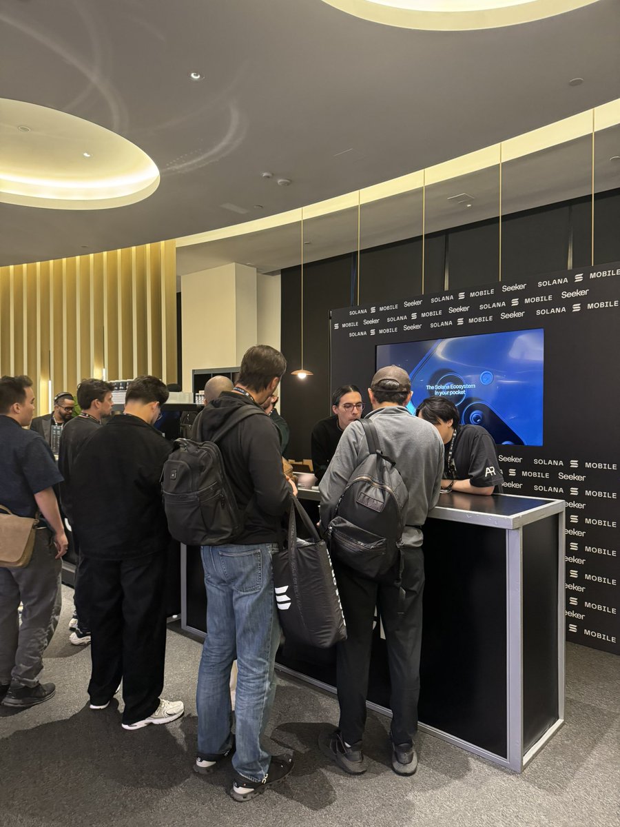 solanamobile's tweet photo. Back at it for Day 2 of Accelerate!

We got Seekers you can hold, coffee you can sip, and we just might have some Seeker preorder codes for you. 

Come through! https://t.co/JpOt84GvOO
