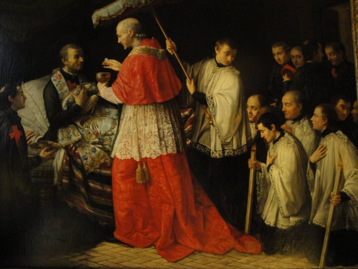 Frutos de la Sagrada Comunión
1.º Aumenta la gracia.
2.º Da luz al alma a fin de conocer el bien para seguirlo y el mal para huirlo.
3.º Aviva la fe y la esperanza.
4.º Enciende la caridad.
5.º Modera la ira y demás pasiones, preservándonos de pecar.
6.º Nos une con Jesucristo..