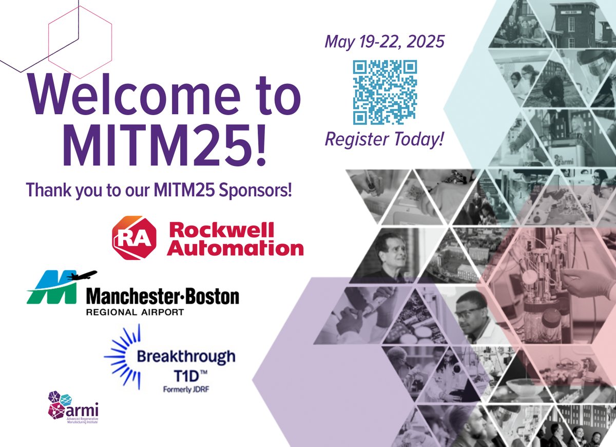 armi_usa's tweet image. Day 2 of MITM25 is soaring! Thanks to our sponsors—Manchester-Boston Regional Airport (MHT), Rockwell Automation, and Breakthrough T1D. The top 3 BioTrek teams advance to the Championship at the Meeting in the Millyard, showcasing tissue engineering solutions. #MITM25 #Biofab