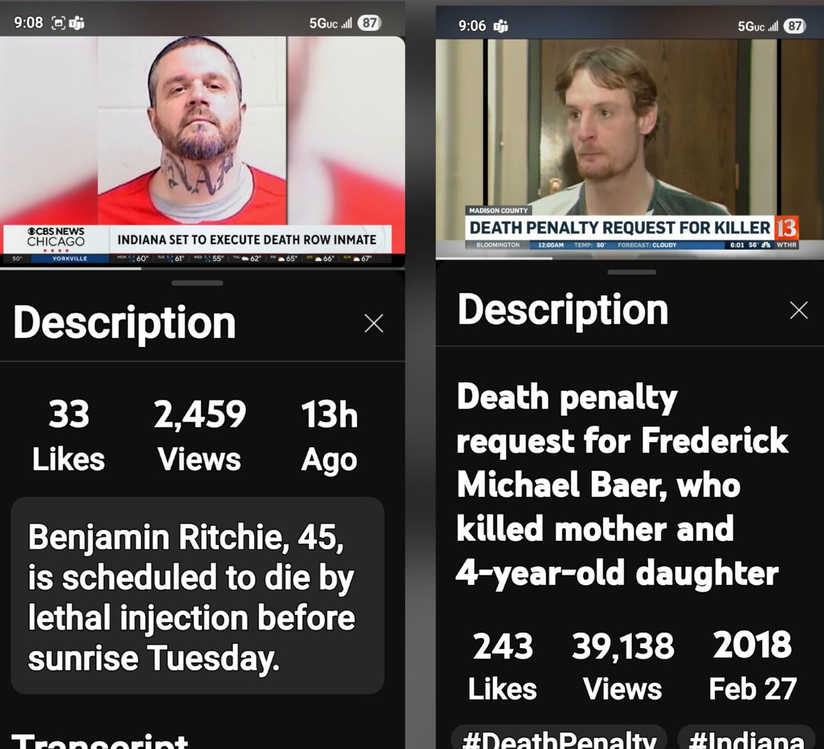 CHALLENGE OF THE DAY .
Make this make sense .
2 men Ben and Fred both on death row together at Indianna state prison .
Ben killed one cop and just got executed as he should be .
Fred killed mom and 4 yr old daughter for a little pocket change and got kicked off the same death row