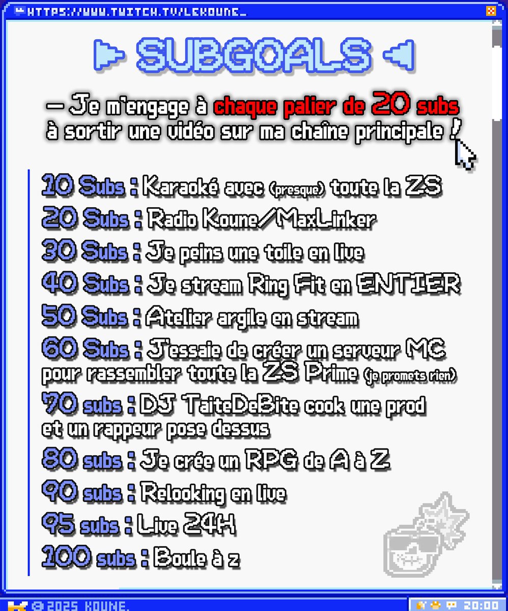 OUAIIIIS Vu qu'en ce moment je stream pratiquement tous les jours j'ai décidé de faire des subgoals !!!